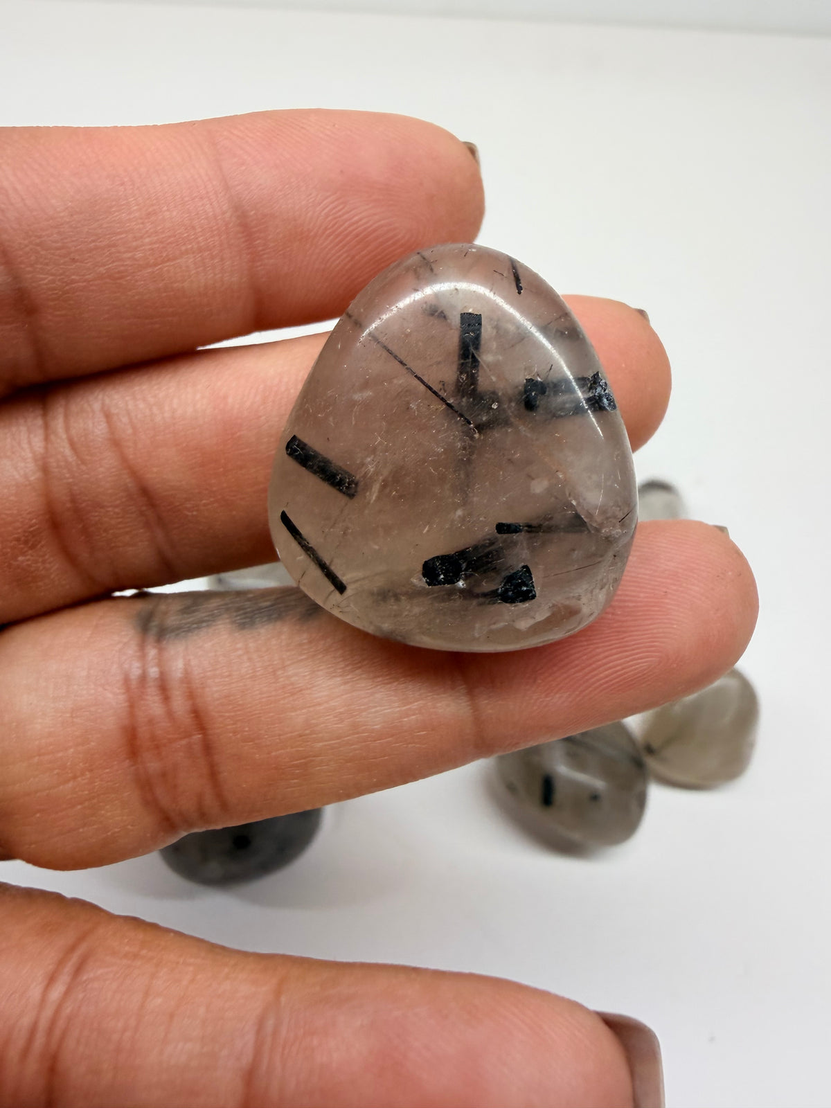 Black Tourmaline in Quartz Tumbled Stone — Intuitively Chosen