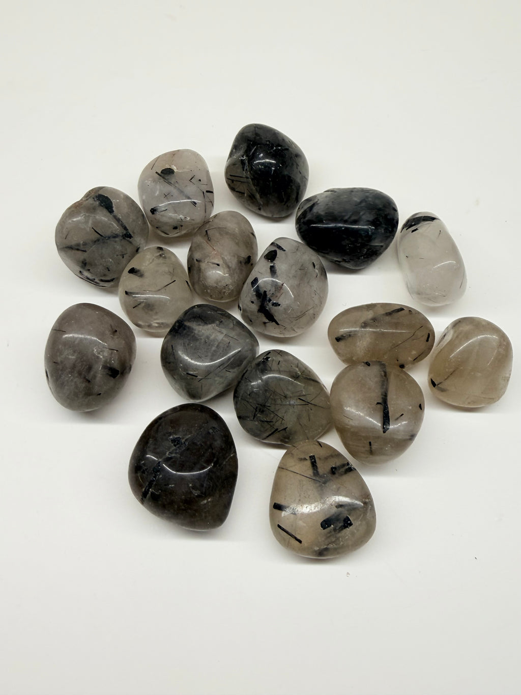 Black Tourmaline in Quartz Tumbled Stone — Intuitively Chosen