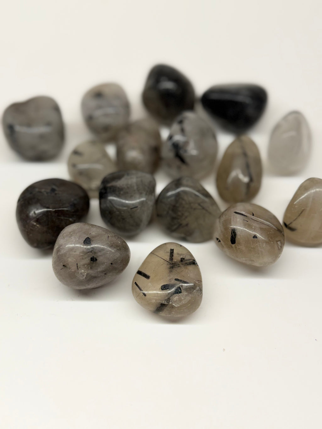 Black Tourmaline in Quartz Tumbled Stone — Intuitively Chosen