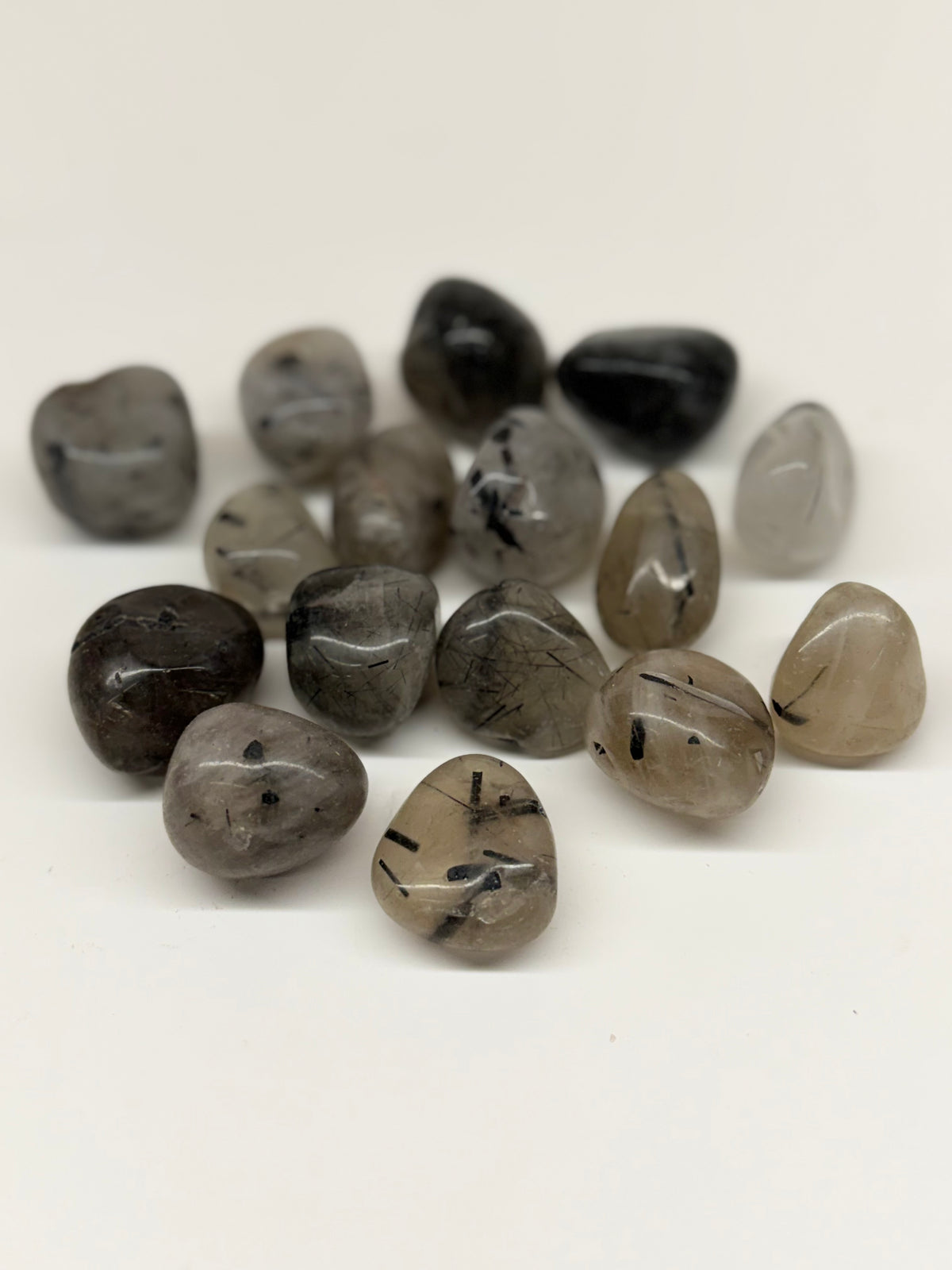 Black Tourmaline in Quartz Tumbled Stone — Intuitively Chosen