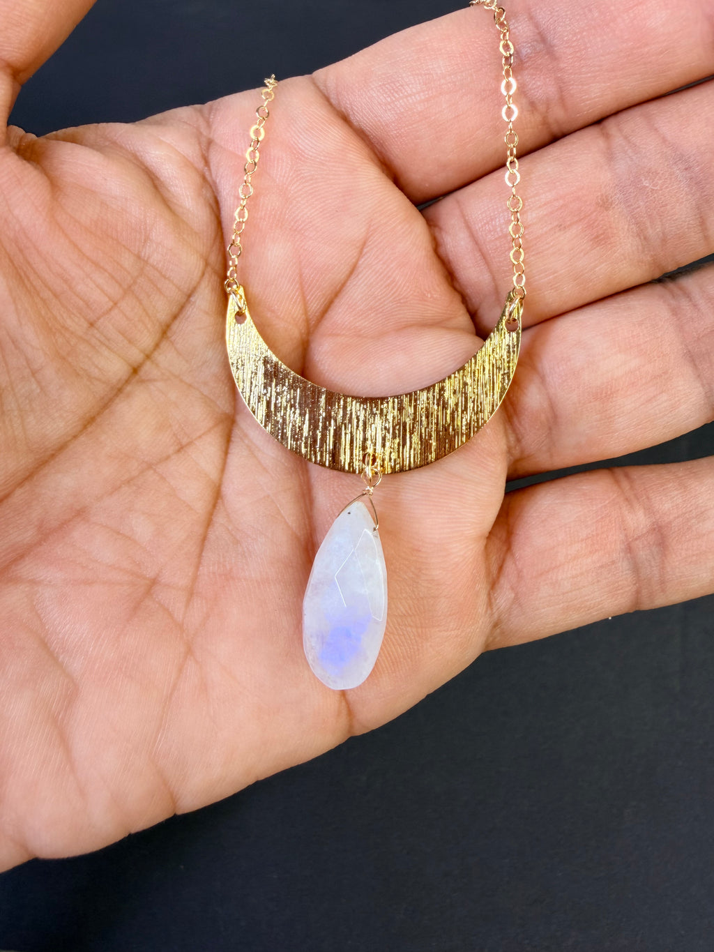 Crescent Moon Moonstone Necklace