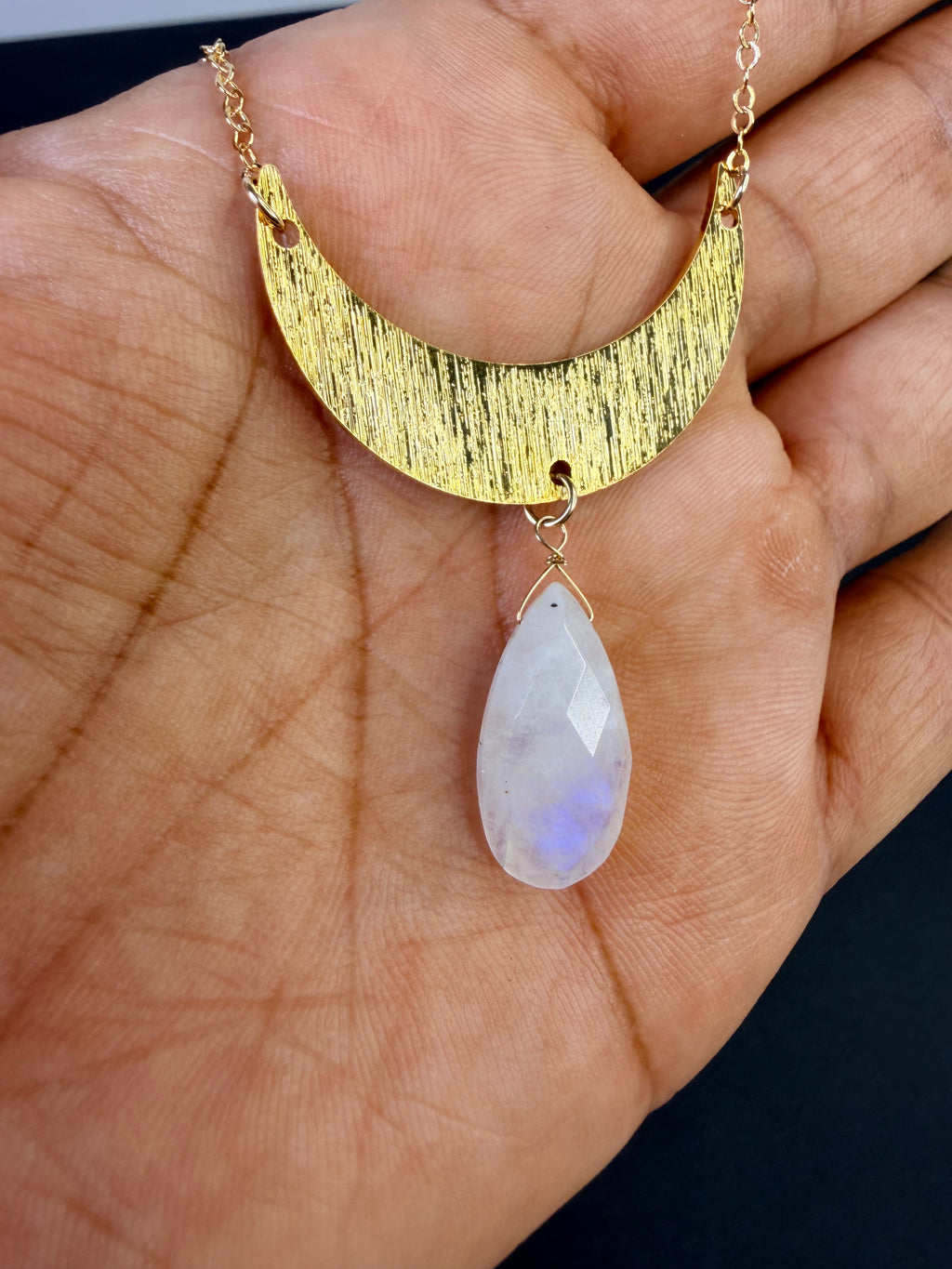 Crescent Moon Moonstone Necklace