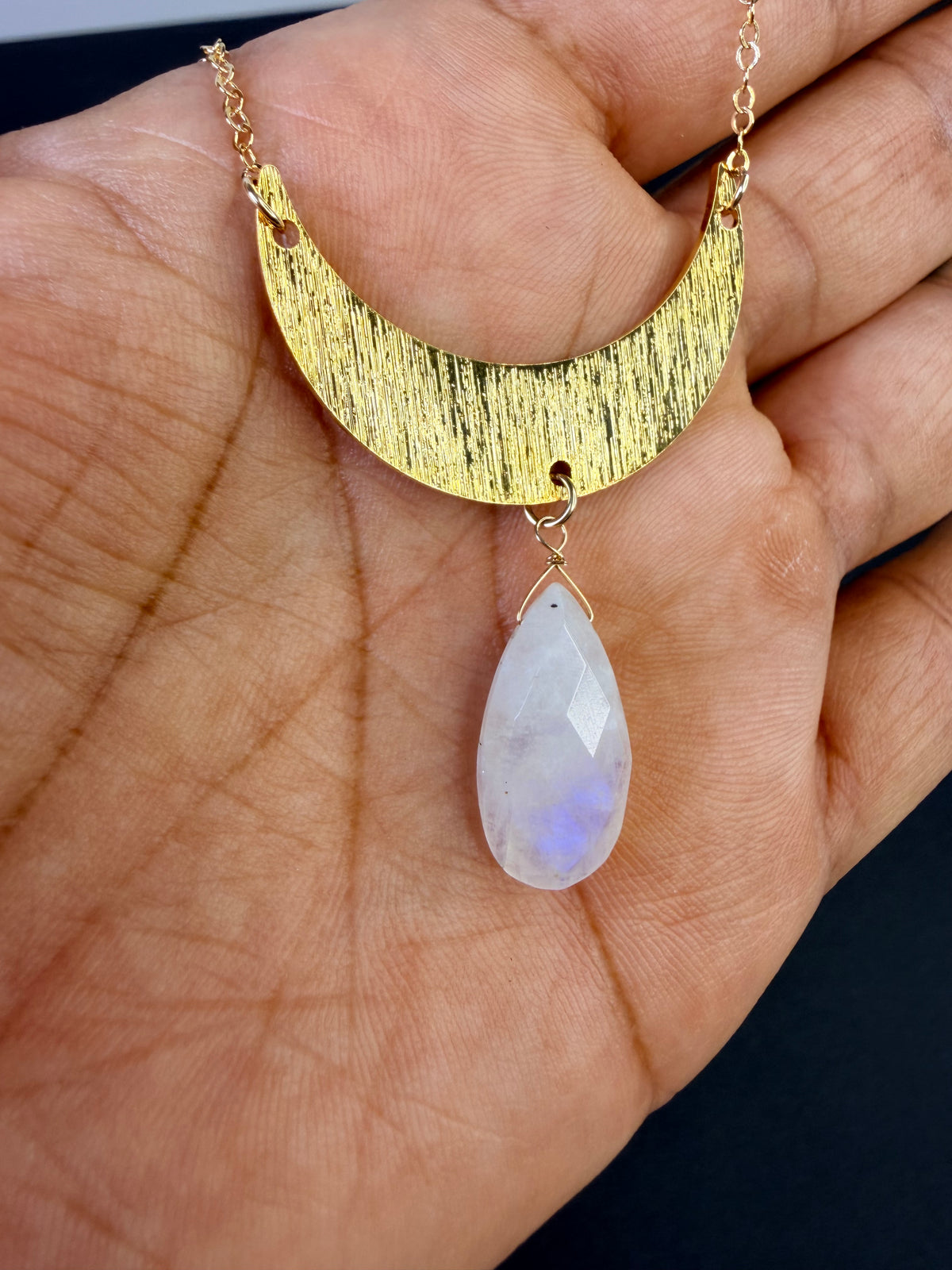 Crescent Moon Moonstone Necklace
