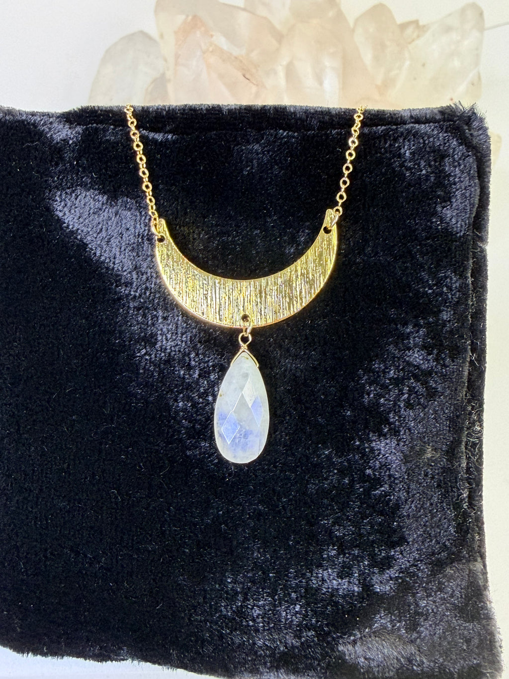 Crescent Moon Moonstone Necklace