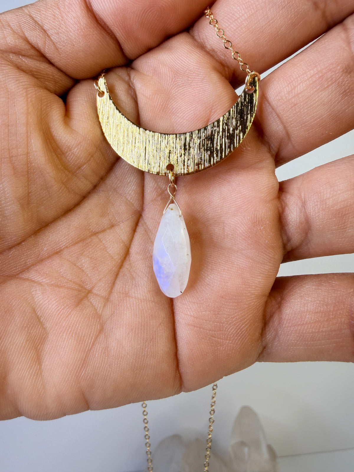Crescent Moon Moonstone Necklace
