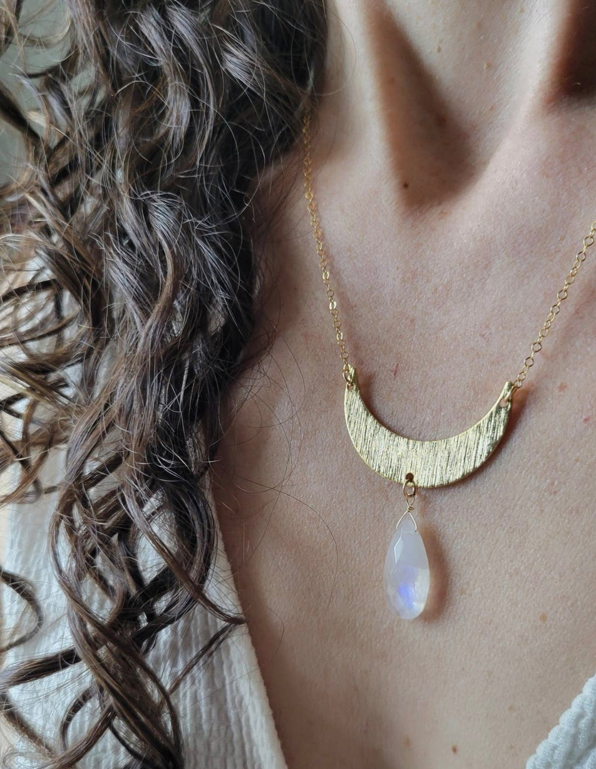 Crescent Moon Moonstone Necklace