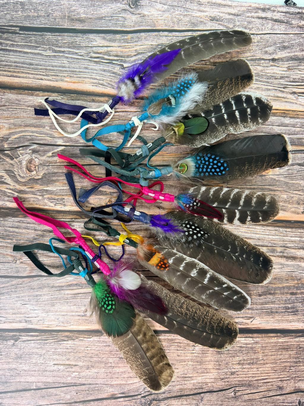 Small Spirit Feather Smudging Fan with Quartz Crystal