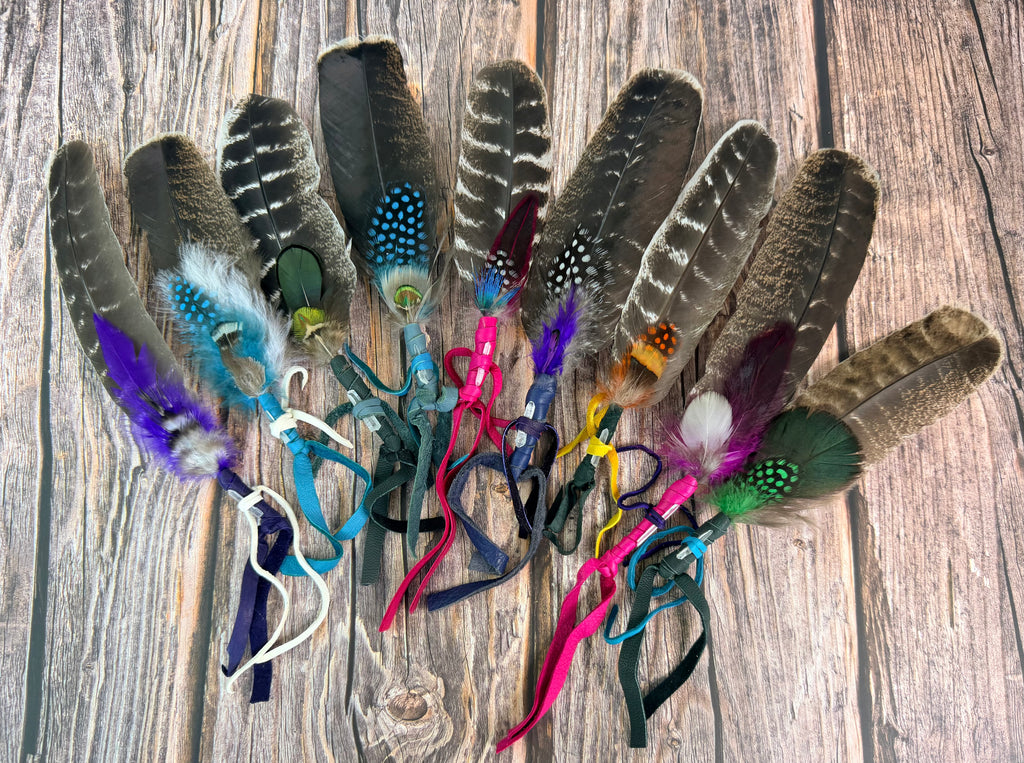 Small Spirit Feather Smudging Fan with Quartz Crystal