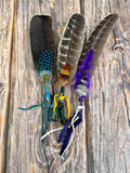 Small Spirit Feather Smudging Fan with Quartz Crystal