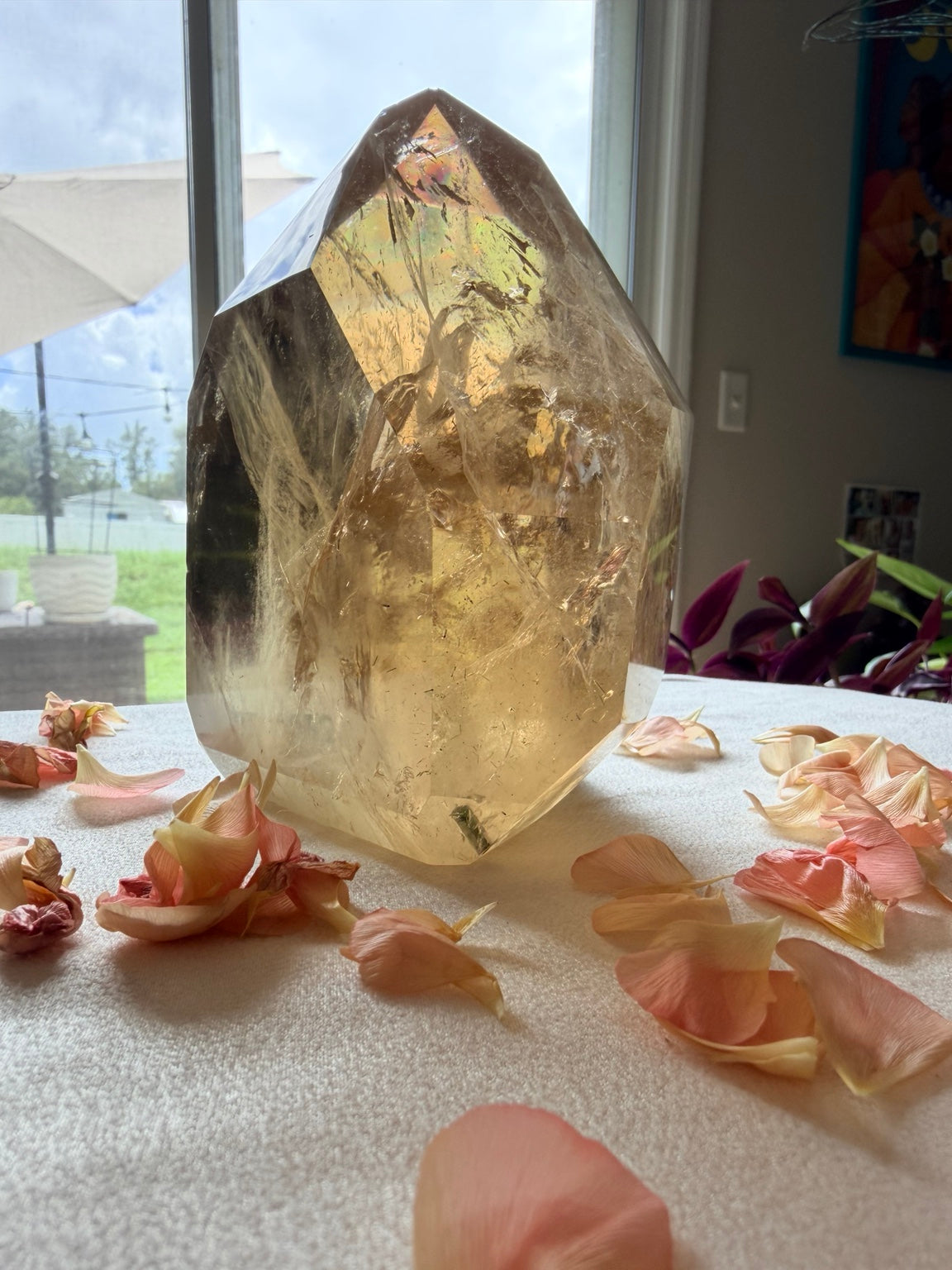 Natural Citrine with Tourmaline collector tower