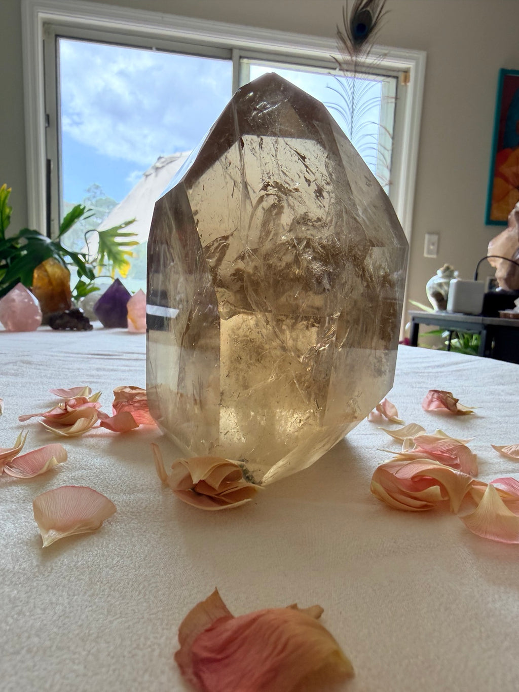 Natural Citrine collector tower in natural light