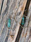 Ocean Aura Crystal Hoop Earrings on a rustic wood background